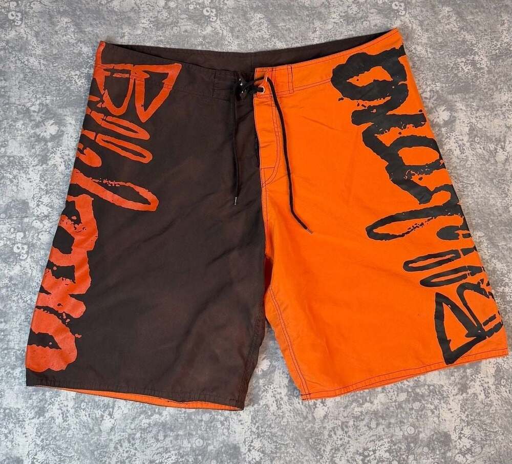 Vintage Billabong Board Shorts Size 40 Brown Orange Surf Swim Trunks